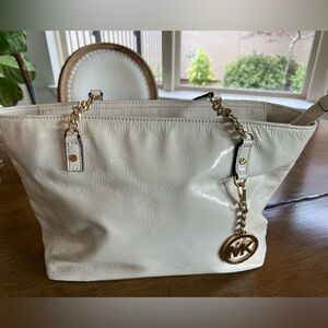Michael Kors white patent shoulder bag